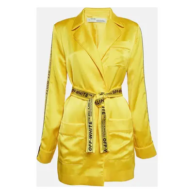 Off-White Yellow Satin Belted Open Front Jacket