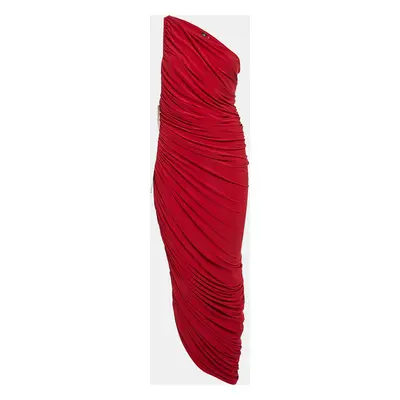 Norma Kamali Red Jersey Ruched One-Shoulder Gown