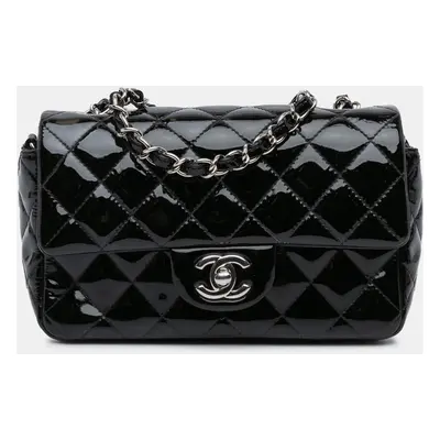 Chanel Black Mini Rectangular Classic Patent Single Flap Bag