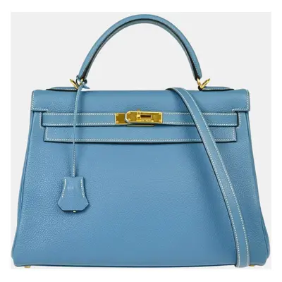 Hermes Blue Jean Togo Kelly Retourne Handbag