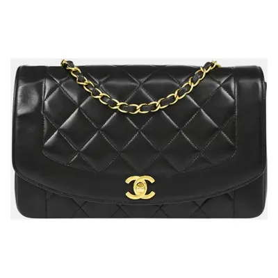 Chanel Black Lambskin Medium Diana Shoulder Bag