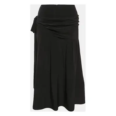 Chanel Black Silk Draped Style Flared Midi Skirt