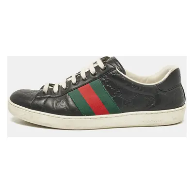 Gucci Black Guccissima Leather Ace Sneakers Size 41.5