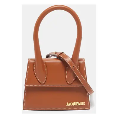 Jacquemus Brown Leather Le Chiquito Moyen Top Handle Bag