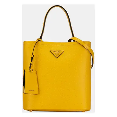 Prada Yellow Medium Saffiano Cuir Panier