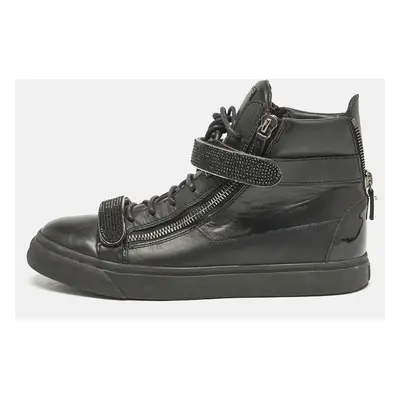 Giuseppe Zanotti Black Leather Coby High Top Sneakers Size 44.5