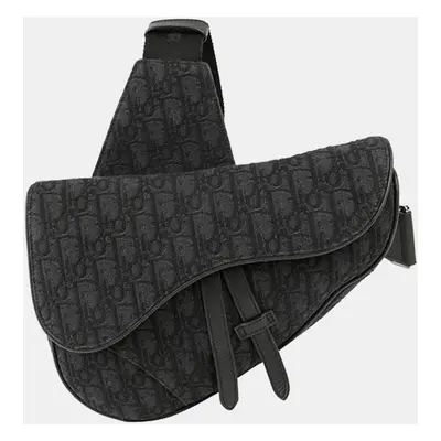 Dior Black Oblique Jacquard Saddle Shoulder Bag