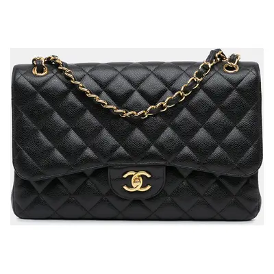 Chanel Black Jumbo Classic Caviar Double Flap Bag