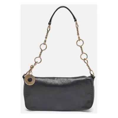 Salvatore Ferragamo Black Leather Chain Flap Shoulder Bag