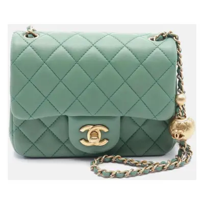 Chanel Green Leather Chain Shoulder Bag