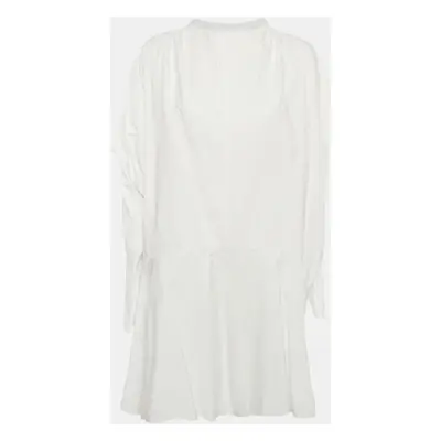 Marni White Striped Cotton Loose Fit Midi Dress