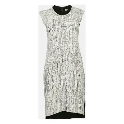 Balenciaga White Paint Coated Wool Knit Sleeveless Short Dress