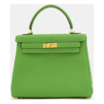 Hermes Vert Yucca Togo Leather Kelly Tote Bag