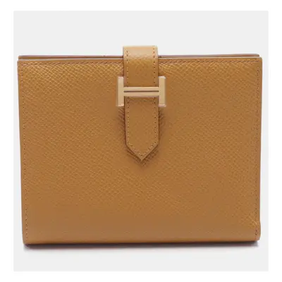 Hermes Brown Leather Bearn Compact Wallet