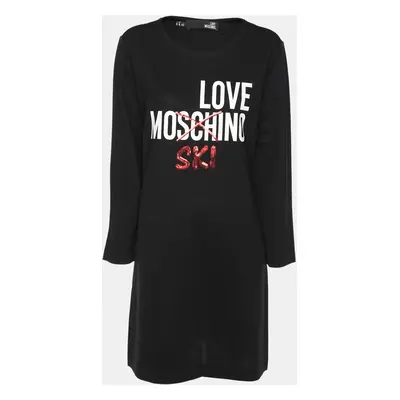 Love Moschino Black Jersey Logo Print Sheath Dress