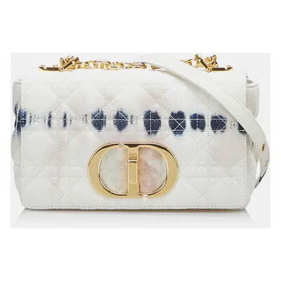 Dior White Denim Small Tie-Dye Caro Shoulder Bag