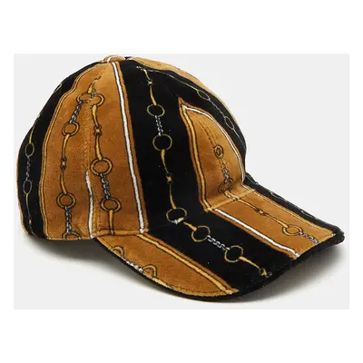 Gucci Black/Brown Chenille Print Velvet Baseball Hat