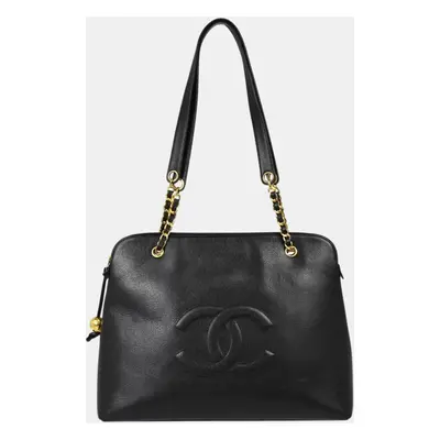 Chanel Black Leather Chain Tote Bag