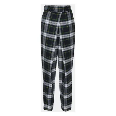 McQ by Alexander McQueen Green Tartan Wool Pleated Trousers