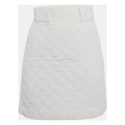 Fendi Off-White Quilted Silk Mini Skirt