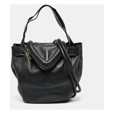 Bottega Veneta Black Leather Beak Bucket Bag