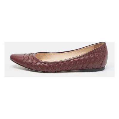 Bottega Veneta Burgundy Intrecciato Leather Ballet Flats Size