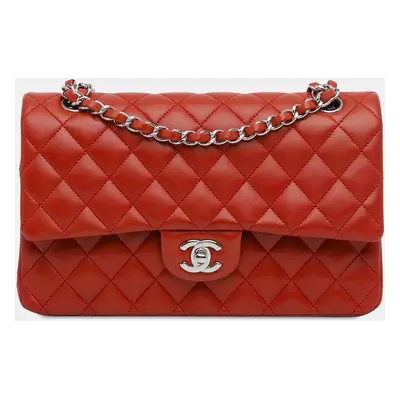 Chanel Red Medium Classic Lambskin Double Flap