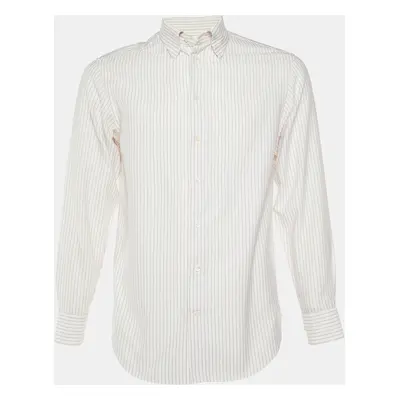 Armani Collezioni White Striped Cotton Long Sleeve Shirt