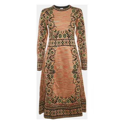 M Missoni Multicolor Patterned Knit Long Sleeve Midi Dress