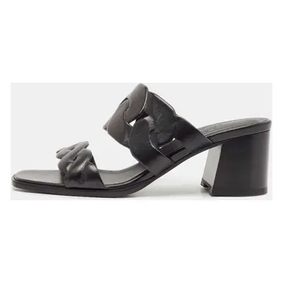 Hermes Black Leather Gaby Sandals Size