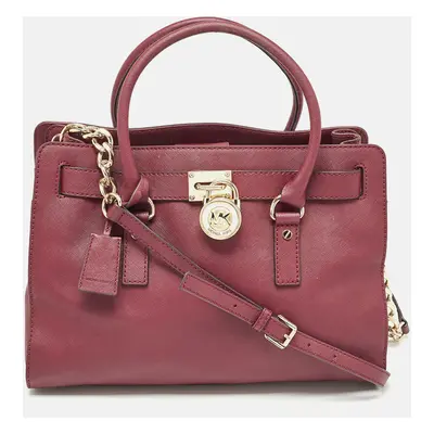 Michael Kors Burgundy Leather East/West Hamilton Tote