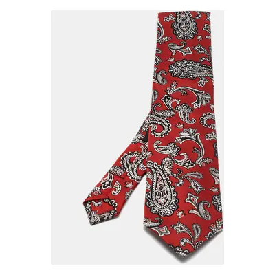 Etro Red Paisley Jacquard Silk Classic Tie