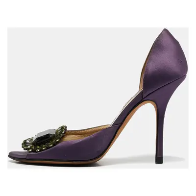 Jimmy Choo Purple Satin Kendal Open Toe Pumps Size