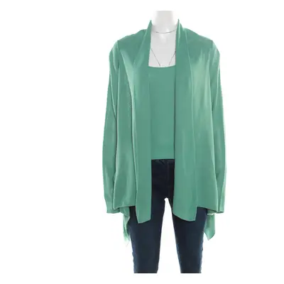 Giorgio Armani Mint Green Knit Open Front Cardigan and Top Set