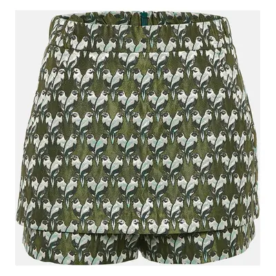 Maje Green Parrot Lurex Jacquard Skorts