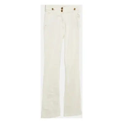 Elisabetta Franchi White Denim Wide-Leg Jeans Waist 25"