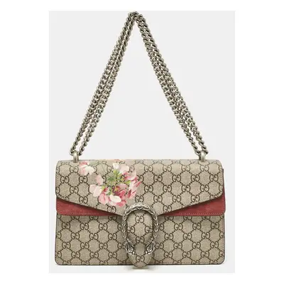 Gucci Burgundy/Beige GG Supreme Canvas and Suede Blooms Dionysus Shoulder Bag