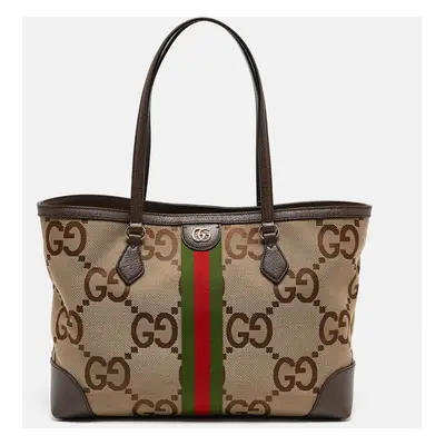 Gucci Beige/Ebony Jumbo GG Canvas Medium Ophidia Tote