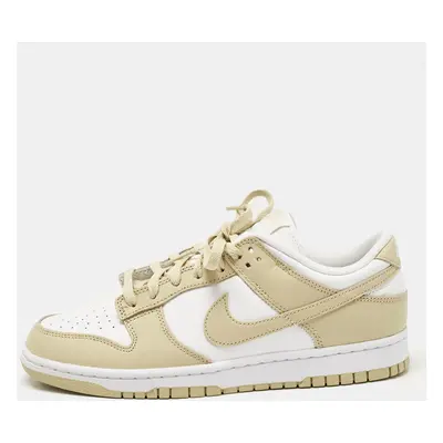 Nike Beige/White Leather Dunk Low Team Gold Sneakers Size