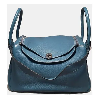 Hermes Blue Jean Clemence Leather Lindy Bag