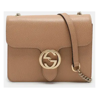 Gucci Brown Leather Interlocking G Crossbody Bag