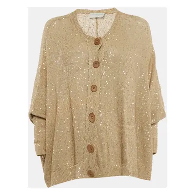 Stella McCartney Beige Sequined Knit Button Front Cardigan