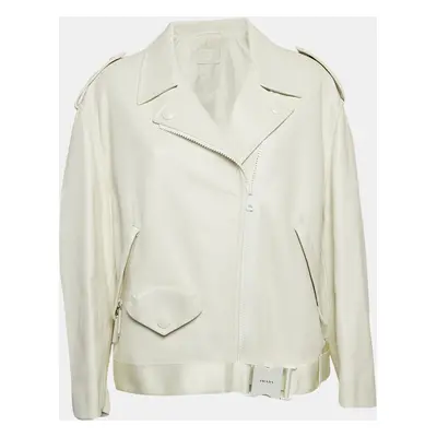 Prada White Nappa Leather Biker Jacket