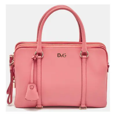 D&G Pink Leather Lily Twist Satchel