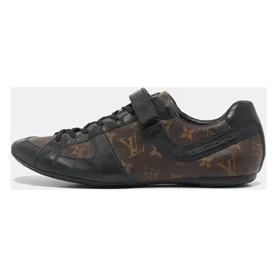 Louis Vuitton Black/Brown Monogram Canvas and Leather Lace Up Sneakers Size