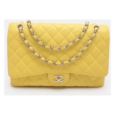 Chanel Yellow Quilted Leather Maxi Classic Single Flap Bag