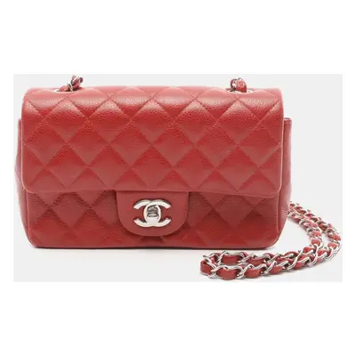 Chanel Red Leather Flap Shoulder Bag