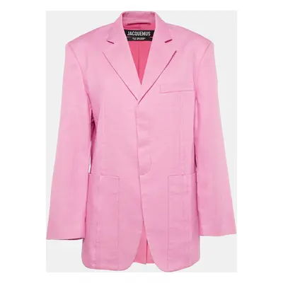 Jacquemus Pink Gabardine Linen Blend Single Breasted Le Splash Blazer