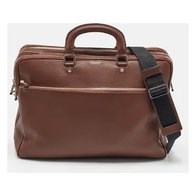 Ermenegildo Zegna Dark Brown Leather Briefcase