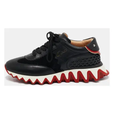 Christian Louboutin Black Suede Loubishark Lace Up Sneakers Size